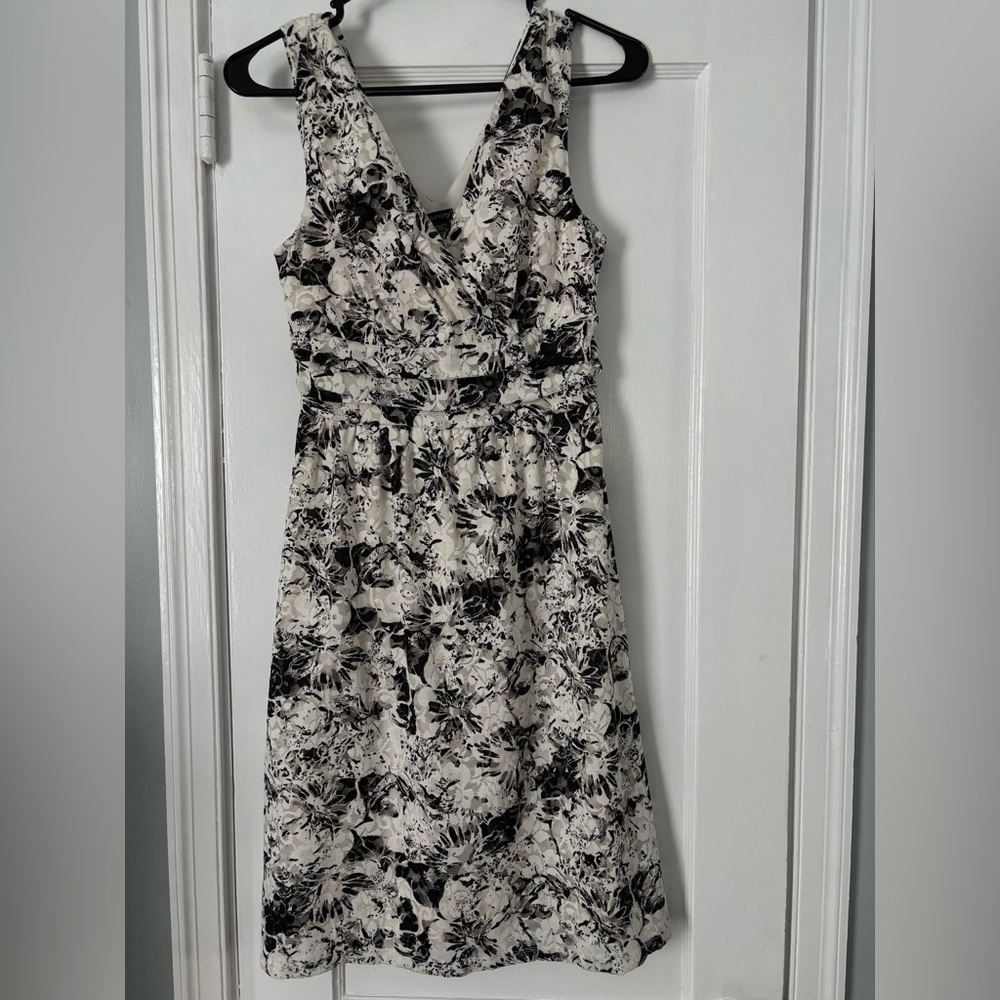 Elegant Black and White Floral Dress